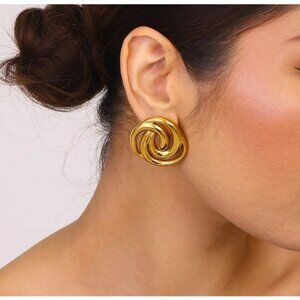 #317 Round Gold Stainless Steel Earrings